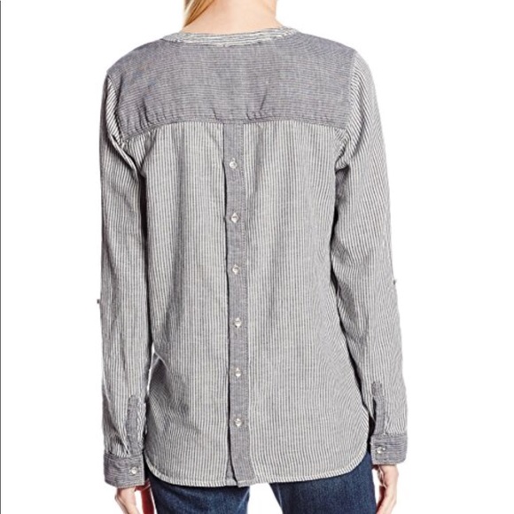 C&C California Chambray Stripe Henley Top - Picture 2 of 4